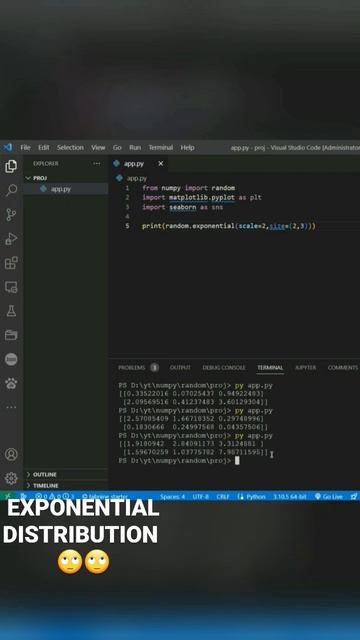 Exponential distribution in numpy #developer #python #programming #pythonprogramming #numpy