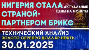 Нигерия стала страной-партнером БРИКС. Анализ рынка золота, серебра, нефти, доллара 30.01.2025 г