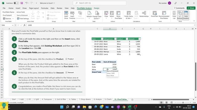Pivot Table || Video 10 Part 2 module 1|| Business Analytics using EXCEL fundamentals|| Innomind