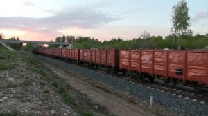 Тепловоз ТЭП70 с грузовым поездом 2 / Passenger locomotive TEP70 with a freight train 2