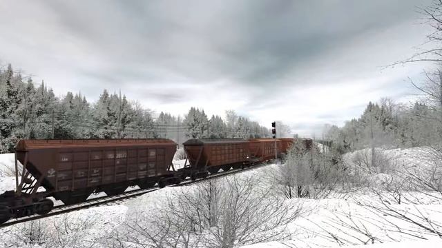 2М62У-0026 следует с грузовым составом ● живой звук ● Trainz 2012 смотреть онлайн