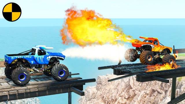 Огонь ПРОТИВ льда на МОНСТРТРАКАХ 😱 BeamNG.Drive