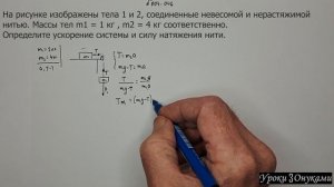 003-046 Как определить ускорение системы и силу натяжения нити?