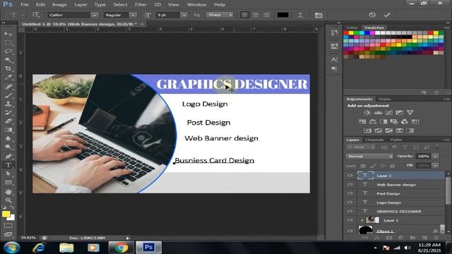 How to make Business card in | ADOBE PHOTOSHOP CS6 | Free PSD File смотреть онлайн