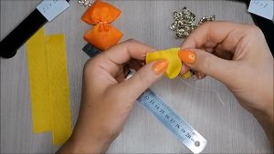 Осенние Резиночки Бантики с листиками bow Autumn Ribbons Bows