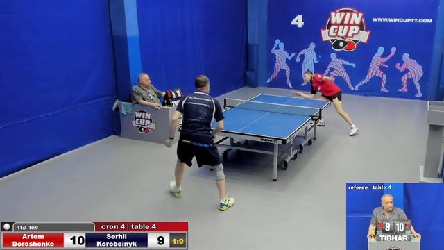 16:30 Дорошенко Артём 3-1 Коробейник Сергей  стол 4  ЮГ-3  20.05.22