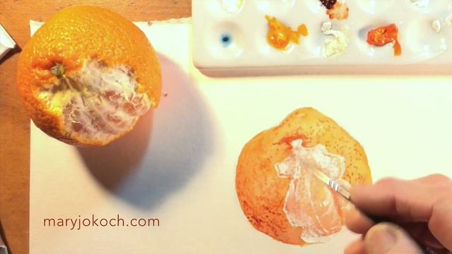 Realistic Tangerine Watercolor and Gouache Painting Demonstration смотреть онлайн