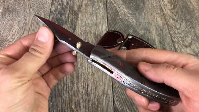 ASH SE12 Damascus steel custom handmade pocket folding knife One Of A Kind