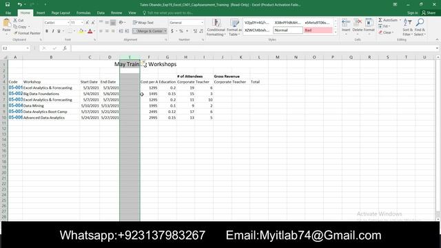 Exp19_Excel_Ch01_CapAssessment_Training | Excel Chapter 1 Training Complete Solution | Excel Ch01