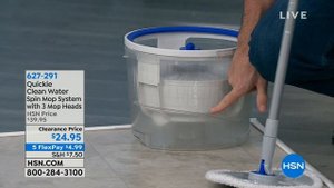 Quickie Clean Water Spin Mop System with 3 Mop Heads