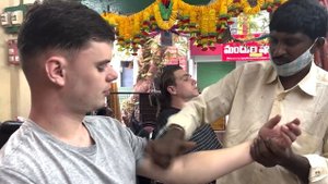 Indian Bone cracking massage! Body and head massage Street barber massage in India! Vijayawada.