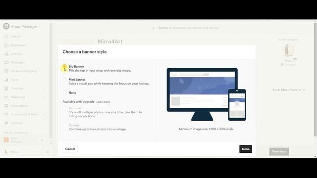 ETSY.com как поменять баннер магазина смотреть онлайн