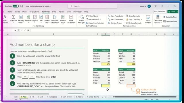 Mastering the SUM Function in Excel | Excel Business Essentials Certification Course Lesson 1 смотреть онлайн