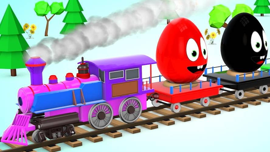 Изучаем цвета для маленьких деток. Цветные яйца с паровозиком