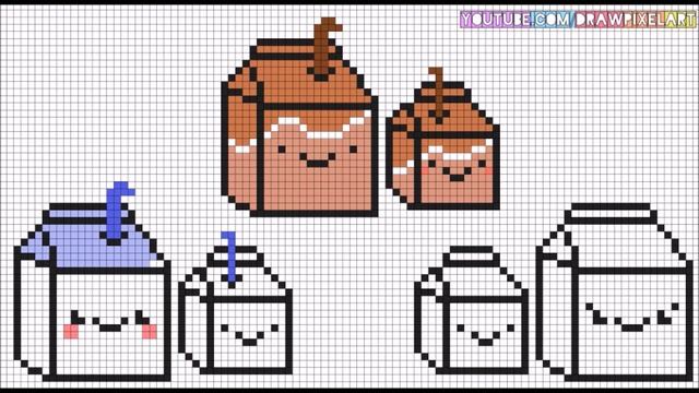 how to draw kawaii drinking box | choco kakao berry juice cherry soda | cute pixels | draw pixel ar смотреть онлайн