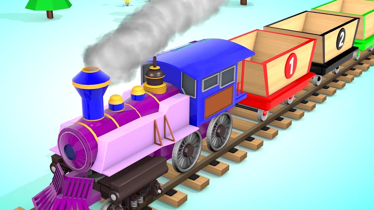 Изучаем цвета и учимся считать для деток с паровозиком