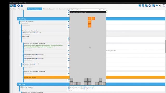 [GDevelop] Tetris - Soft Drop and Hard Drop Implementation