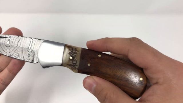 ASH AD-105 Damascus steel custom handmade pocket folding knife