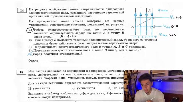 На рисунке изображены линии напряженности однородного электростатического поля, созданного - № смотреть онлайн