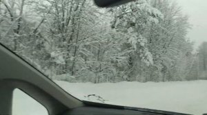 Первая поездка на дачу в 22 г. Зимний лес. Нам подарили дверь.