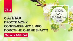 75.3 Сады праведных. О Аллах, прости моих соплеменников, ибо, поистине, они не знают! Хадисы 646-647