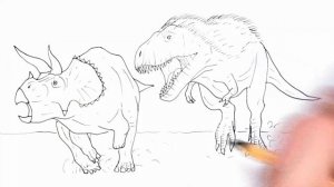How to Draw T-Rex VS Triceratops - Drawing and Coloring Dinosaurs from Jurassic World