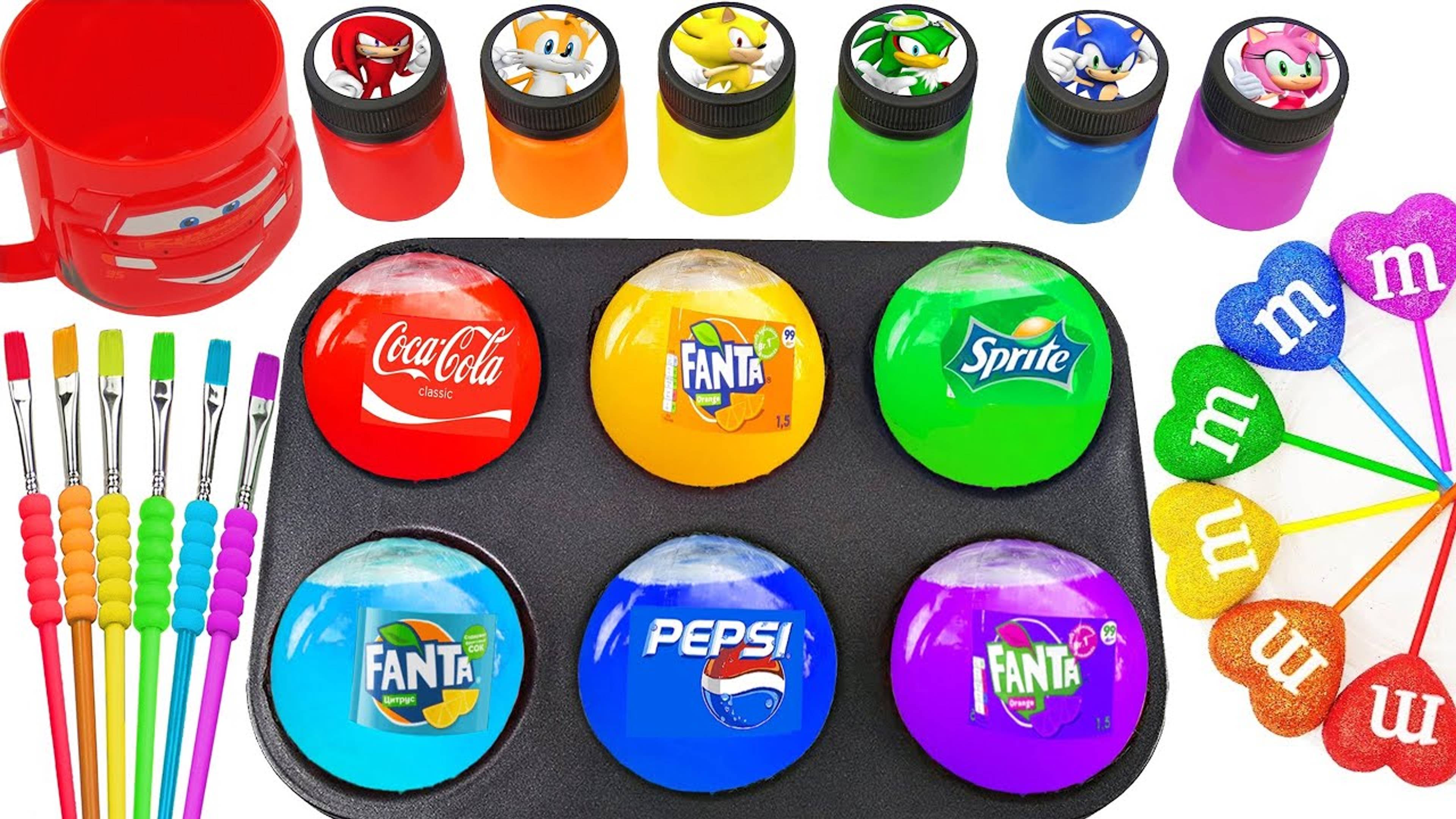 Как сделать радужные шары Coca Cola, Fanta, спрайт в Playdoh Cutting ASMR