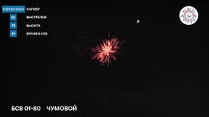 Батарея салютов Чумовой калибр 0,8-1,0-1,2 на 80 залпов высота до 40 метров.