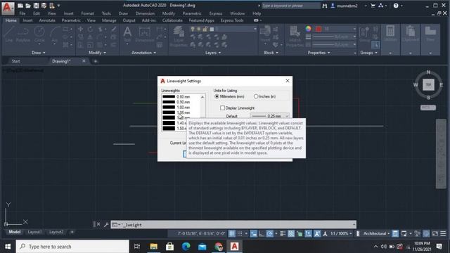 10 Line Weight/ Line Thickness / Line Color how to change Line Setting AutoCAD Tutorial