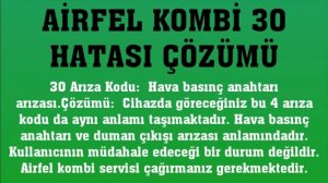 Airfel Kombi 30 Hatası Nasıl Giderilir?