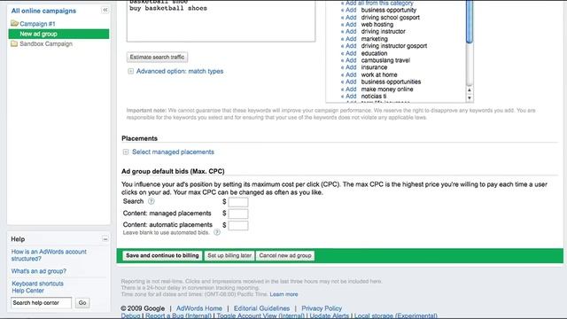 Content Network Optimization University : Setting Up Bids