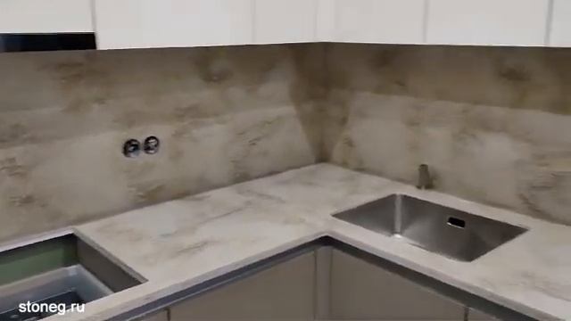 Staron Supreme VD175 Dandelion stoneg ru Кухонная столешница со стеновыми панелями из искусственног