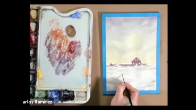 Ejercicio, a velocidad acelerada, de la octava clase del curso de acuarela nivel principiante. смотреть онлайн