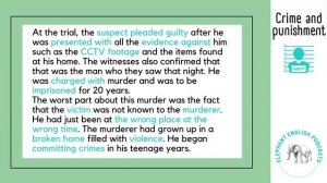 Crime and Punishment Vocabulary - Upper intermediate English listening practice B2/Level 4