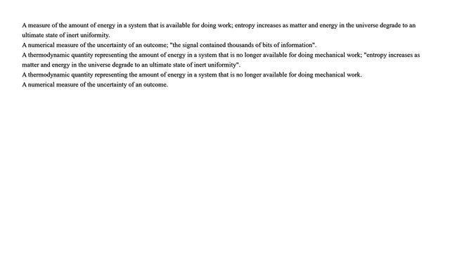 Definition of the word "Entropy"