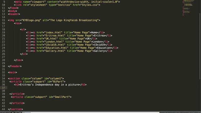 Part 1 Creating  webpage using html css