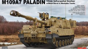 Распаковка Rye Field Model 1 35 RM-5129 M109A7 Paladin w metal barrel + workable  tracks