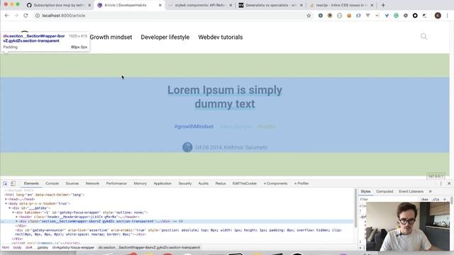 Creating developerHabits blog series PART 2.5 - Gatsby and ReactJS