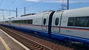 Высокоскоростной поезд Сапсан проезжает станцию Алабушево в Москву #train