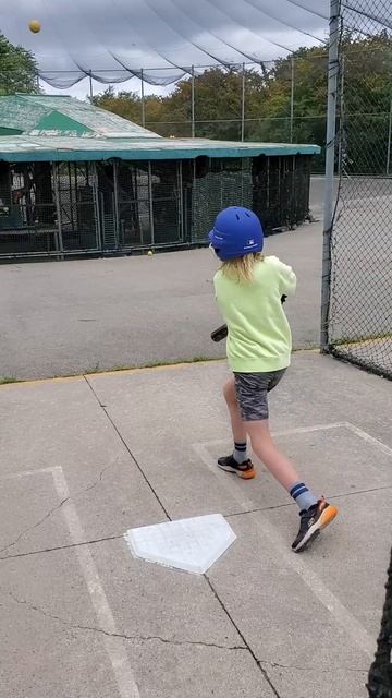 BASEBALL Batter Hits 14 Baseballs in Batting Cage with 45mph Pitching Machine #shorts #viral #video