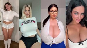 Huge Boobs / No Bra / Hard Nipples 14 - Big bank tiktok challenge ❤️ClipchampGirls 2025