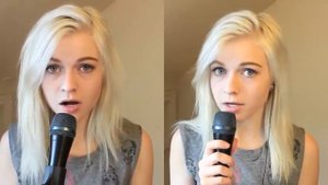 Красивая девушка шикарно поёт