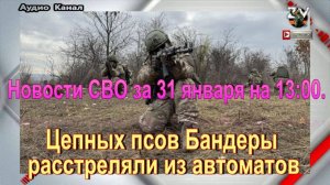 Новости СВО за 31 января на 13:00. Боевики ВСУ в Часовом Яре бьются в агонии