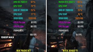 RX 7600 XT vs RTX 3060 Ti + R7 7800X3D | Test in 7 Games