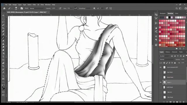 Mnemosyne Art Process - Part 1 | Photoshop Speed Timelapse | Drawing a Greek Mythology GODDESS!