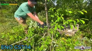 Пила аккумуляторная цепная Caiman ENO CSTi14 14" (Standart Connect) в работе. Пилит ветки и брус