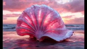 Ракушка на фоне моря и заката