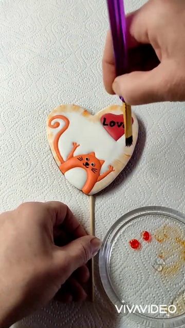 Съедобные валентинки.Пряник кот.Пряники ко дню Св.Валентина.Імбирне печиво.Имбирные пряники. #short смотреть онлайн