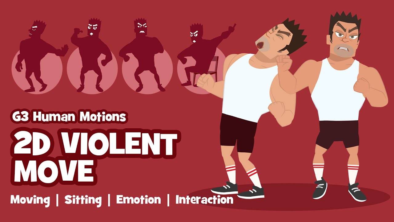 Пакет движений 2D Violent Moves для Reallusion Cartoon Animator