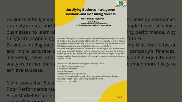Justifying Business Intelligence Solutions and measuring success смотреть онлайн